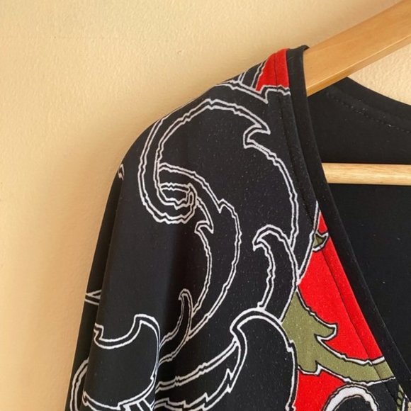 Joseph Ribkoff Womans Size 12 V Neck Layered Jersey Knit 3/4 Sleeve Tunic Artsy - Picture 4 of 11